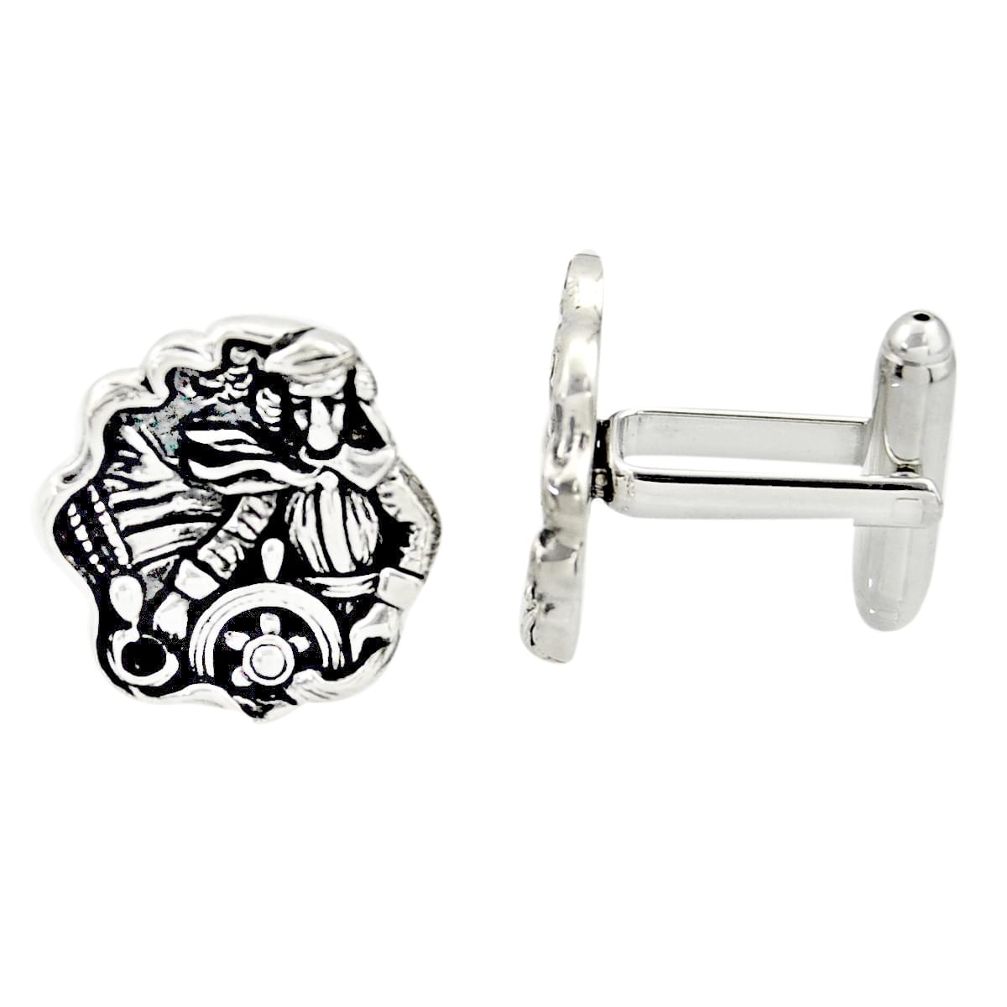 12.26gms indonesian bali style solid 925 sterling silver angel cufflinks c26393
