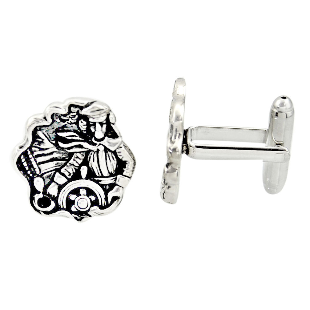 12.03gms indonesian bali style solid 925 sterling silver angel cufflinks c26397