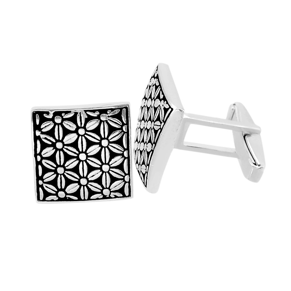 13.86gms indonesian bali style solid 925 sterling silver cufflinks y63466