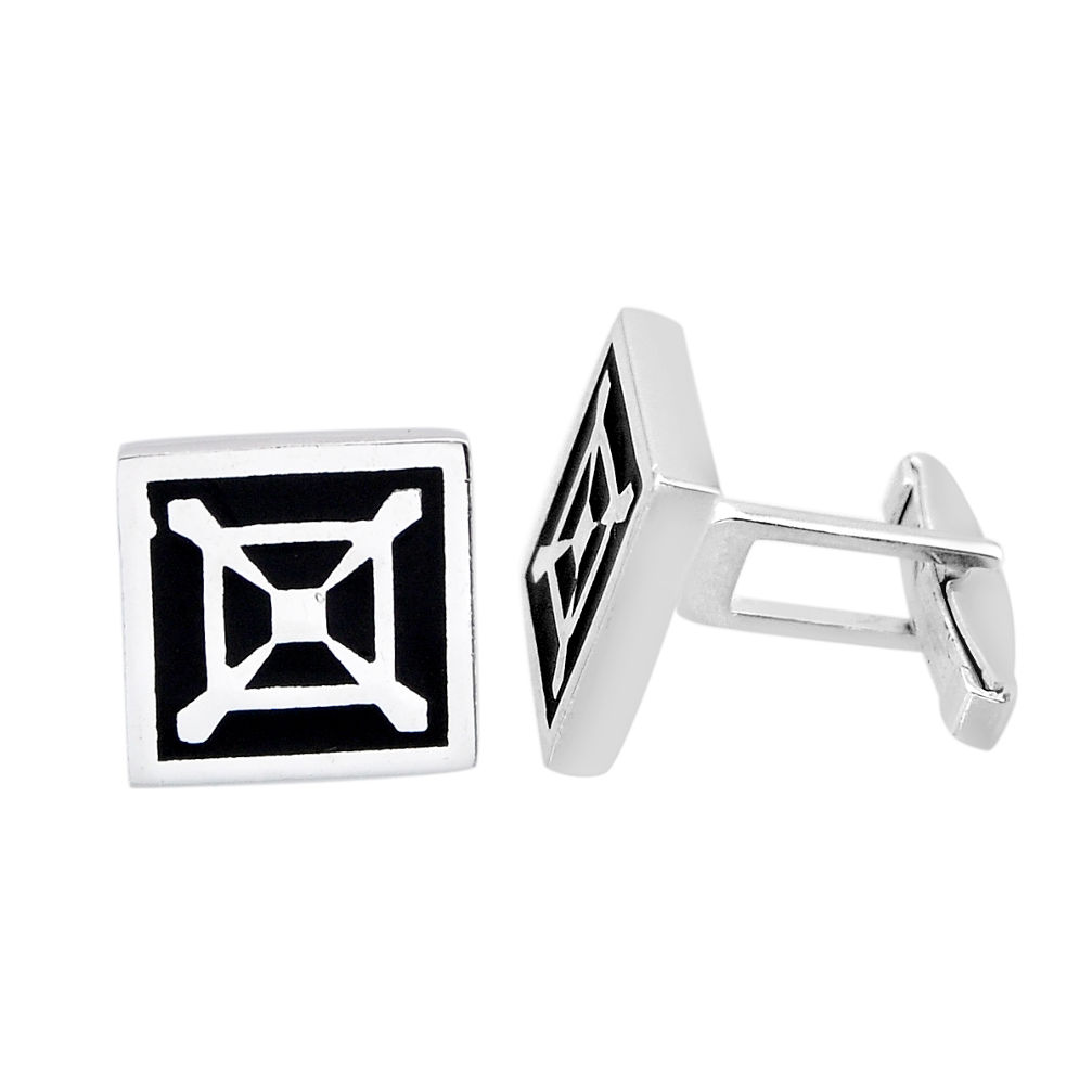 14.49gms indonesian bali style solid 925 sterling silver cufflinks y63482