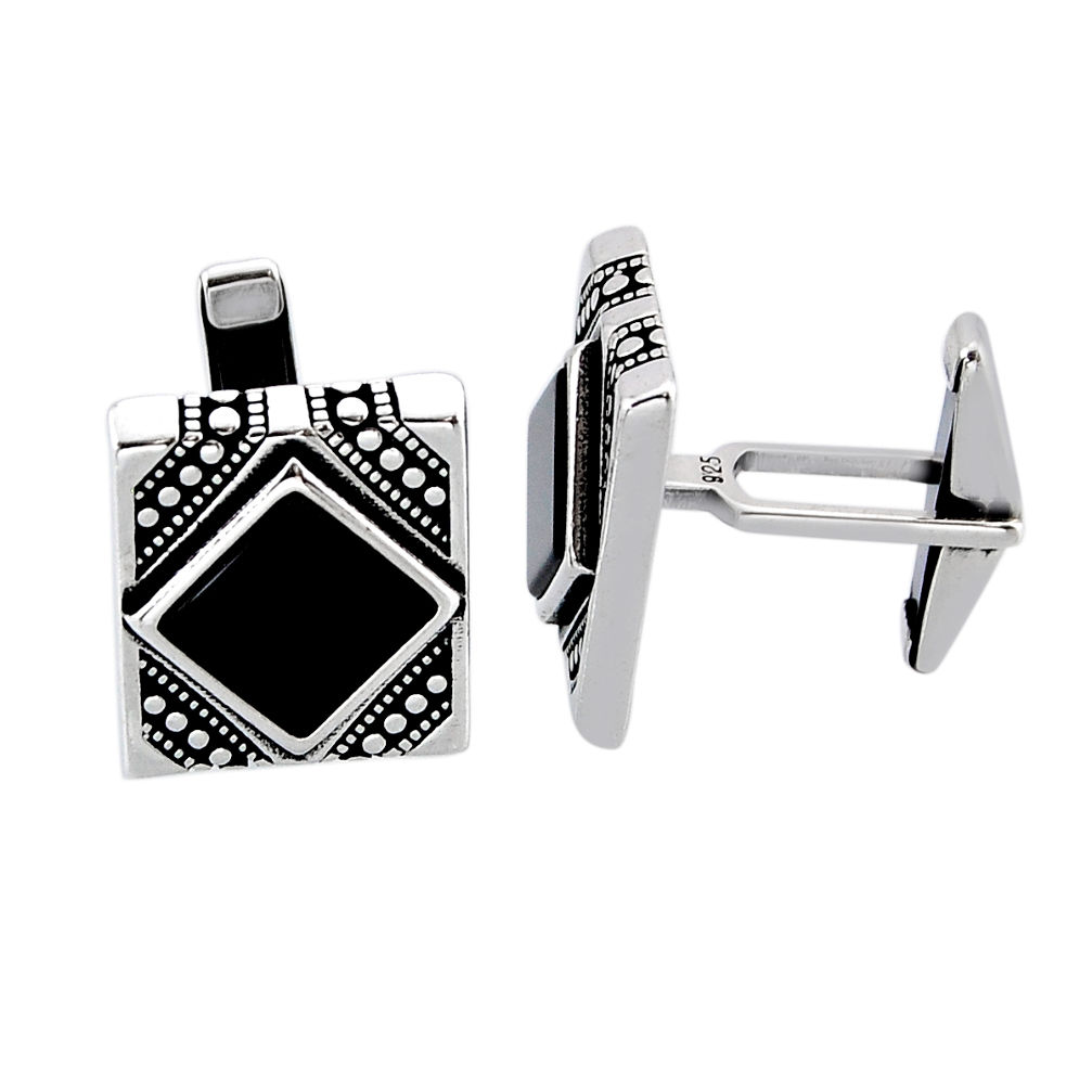 6.86cts natural black onyx fancy 925 sterling silver cufflinks jewelry y63493