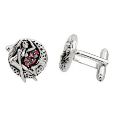 3.14cts red ruby (lab) 925 sterling silver angel cufflinks jewelry c26407