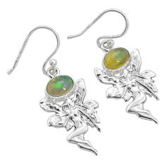 2.00cts natural multicolor ethiopian opal 925 sterling silver dangle earrings