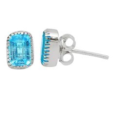 3.00cts natural blue topaz 925 sterling silver stud earrings jewelry