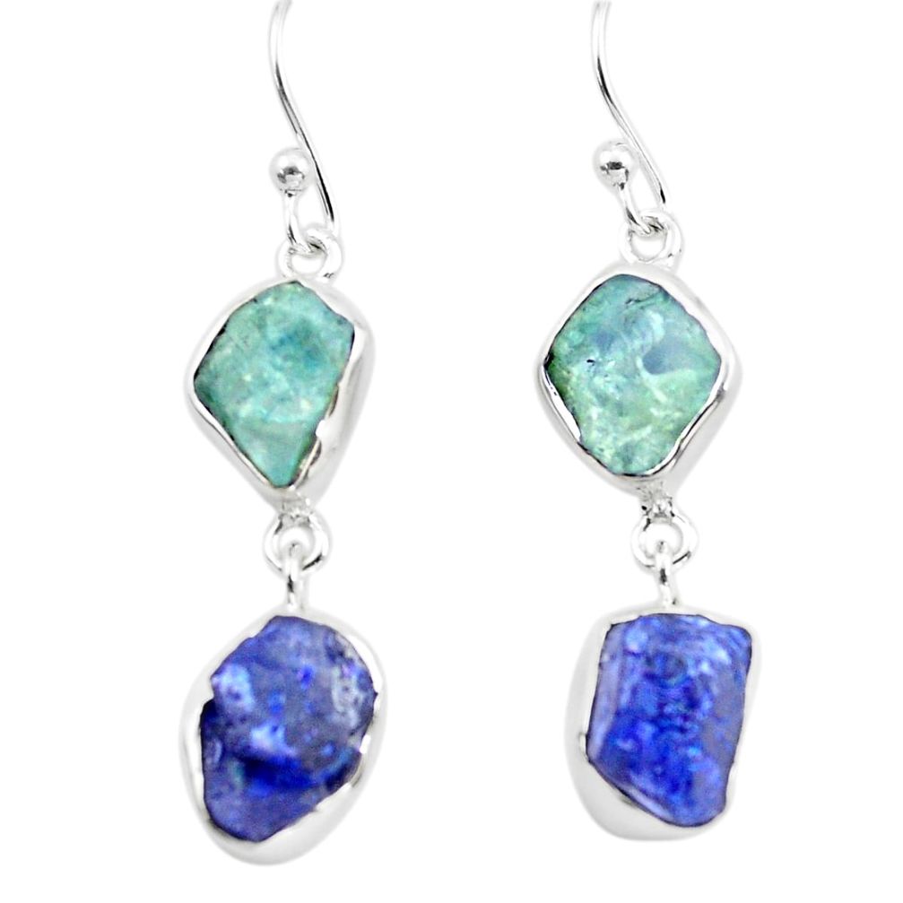 925 silver 15.55cts aquamarine rough sapphire rough dangle earrings p73870