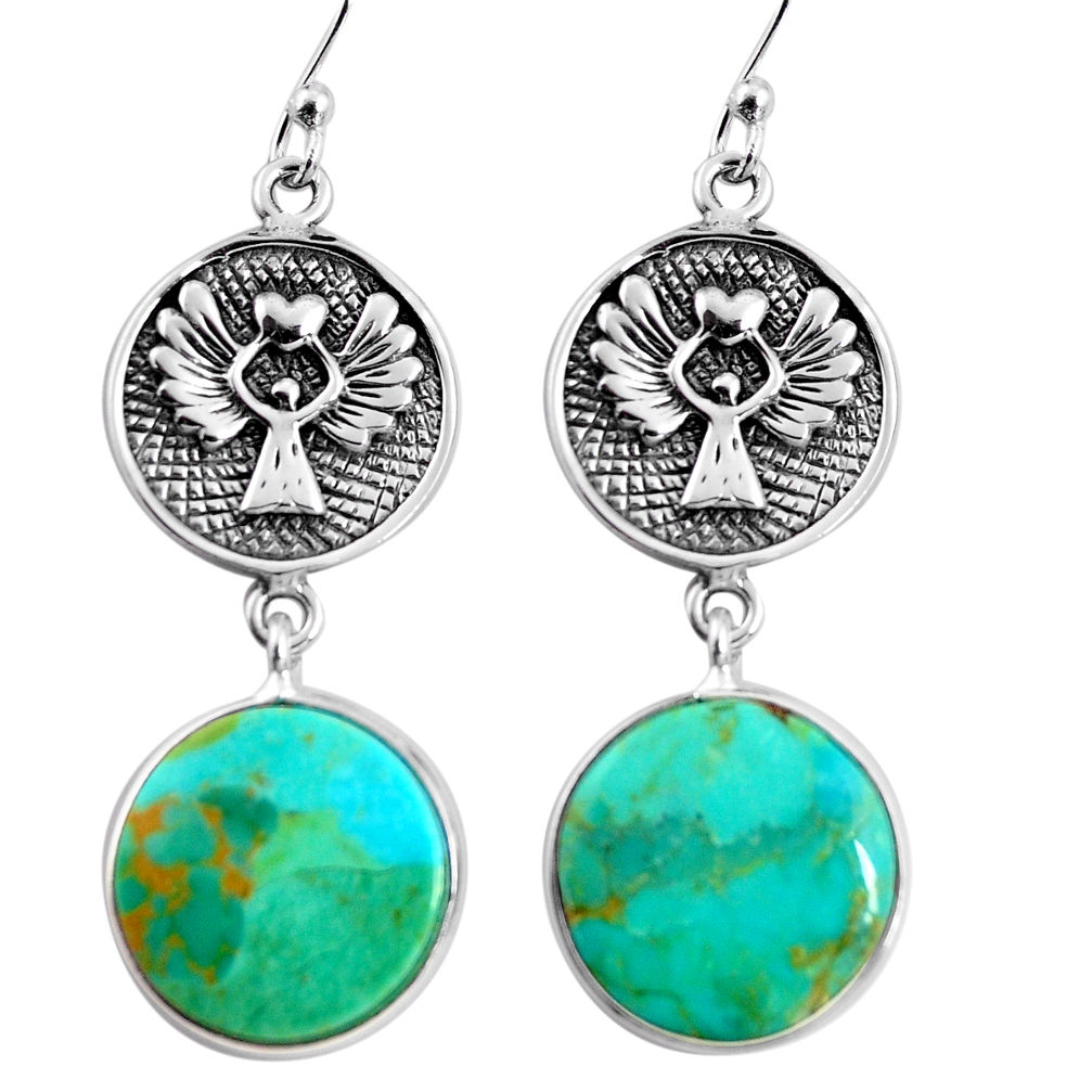 925 silver 18.70cts green arizona mohave turquoise dangle earrings p91864