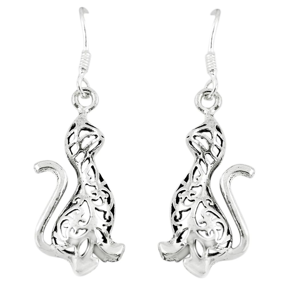 925 silver 3.65gms indonesian bali style solid cat charm earrings jewelry c3645