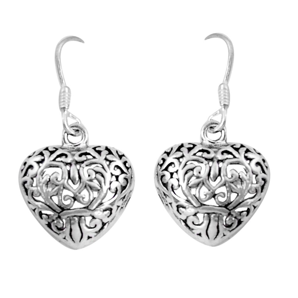 925 silver 4.47gms indonesian bali style solid heart love earrings c5330