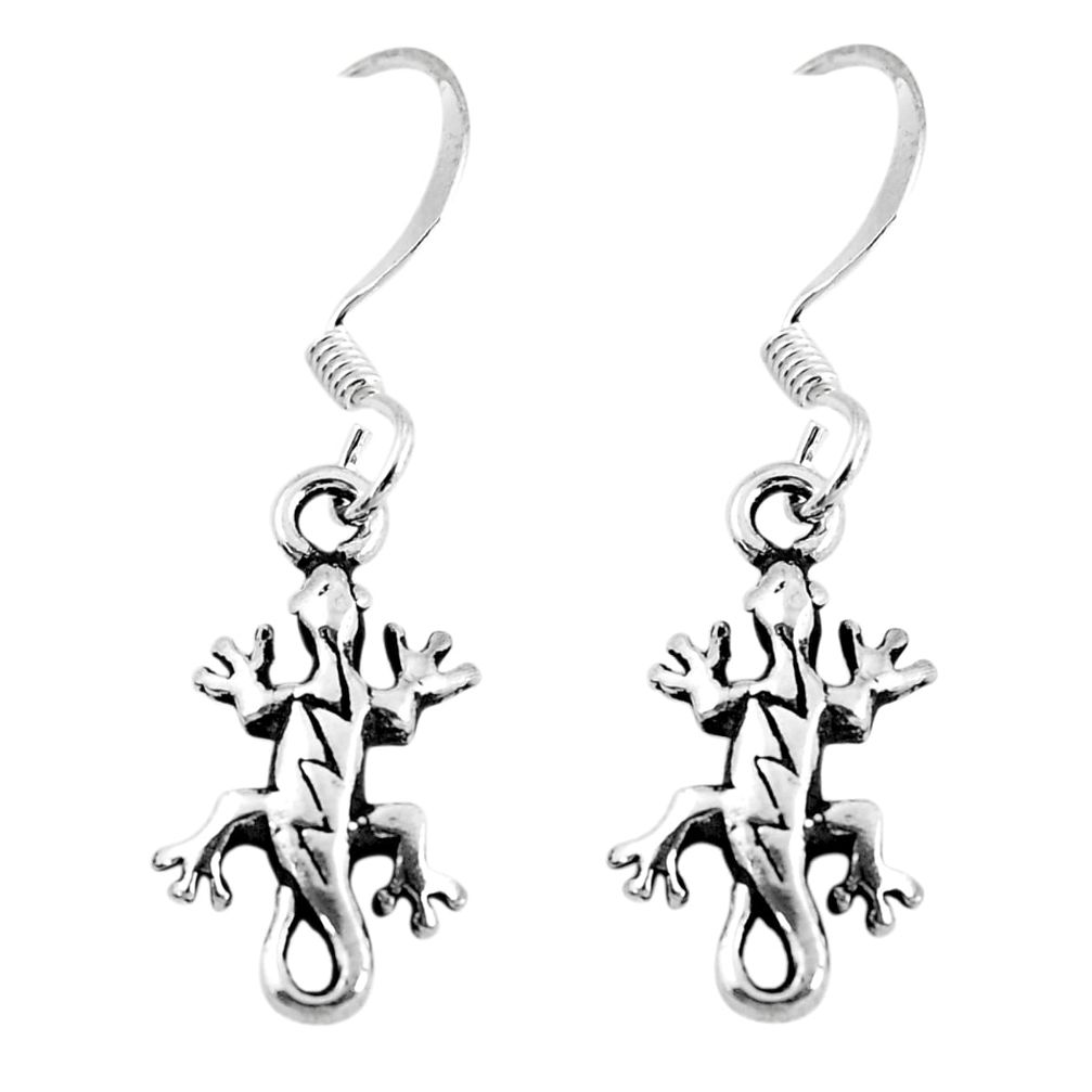 925 silver 2.69gms indonesian bali style solid lizard earrings jewelry c3654