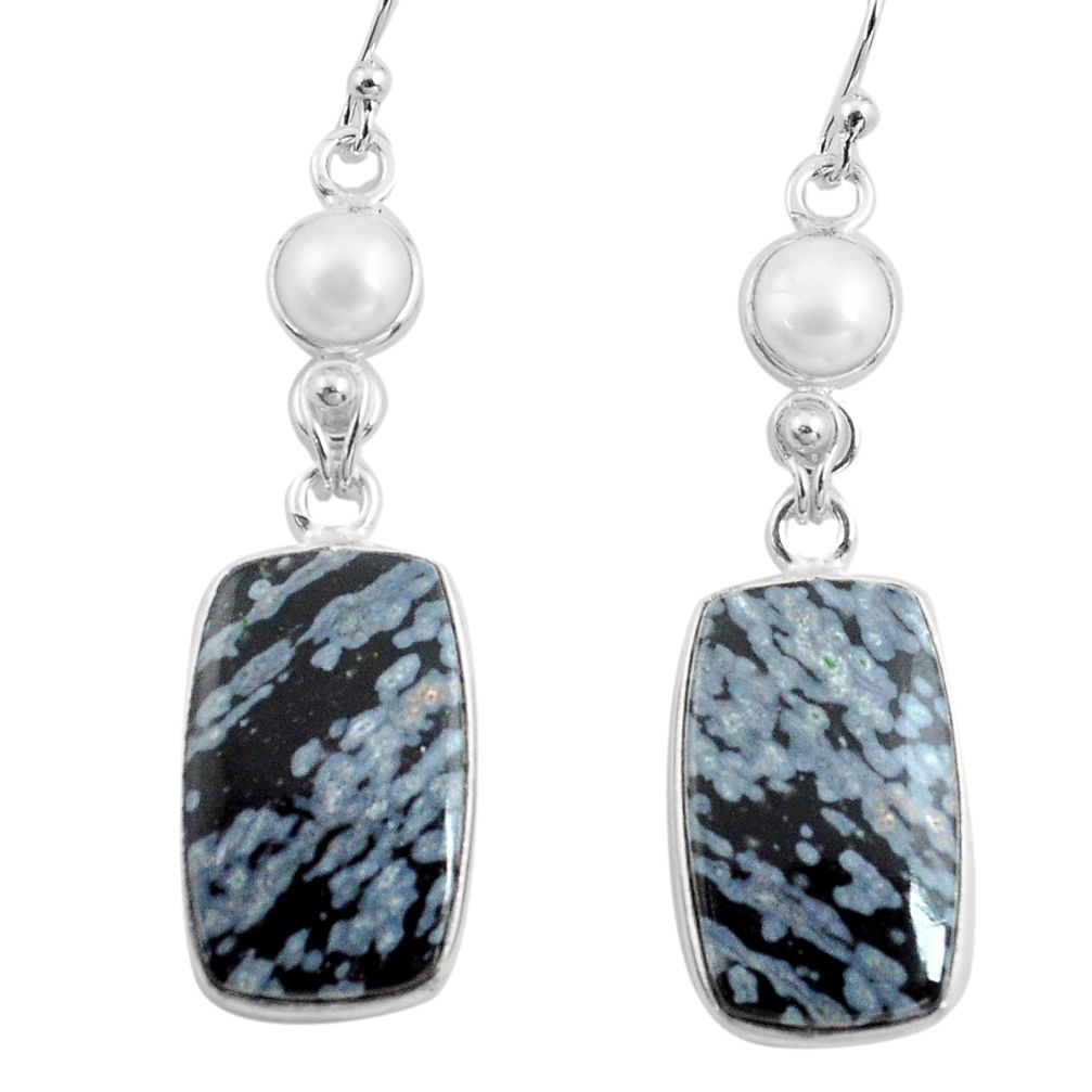 925 silver 18.57cts natural black australian obsidian dangle earrings p78613
