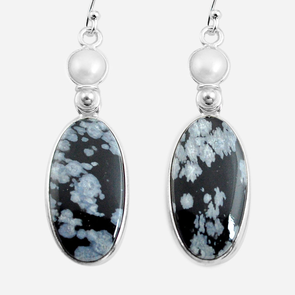 925 silver 19.09cts natural black australian obsidian dangle earrings p78616