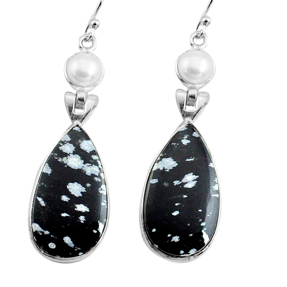 925 silver 15.43cts natural black australian obsidian dangle earrings p78619