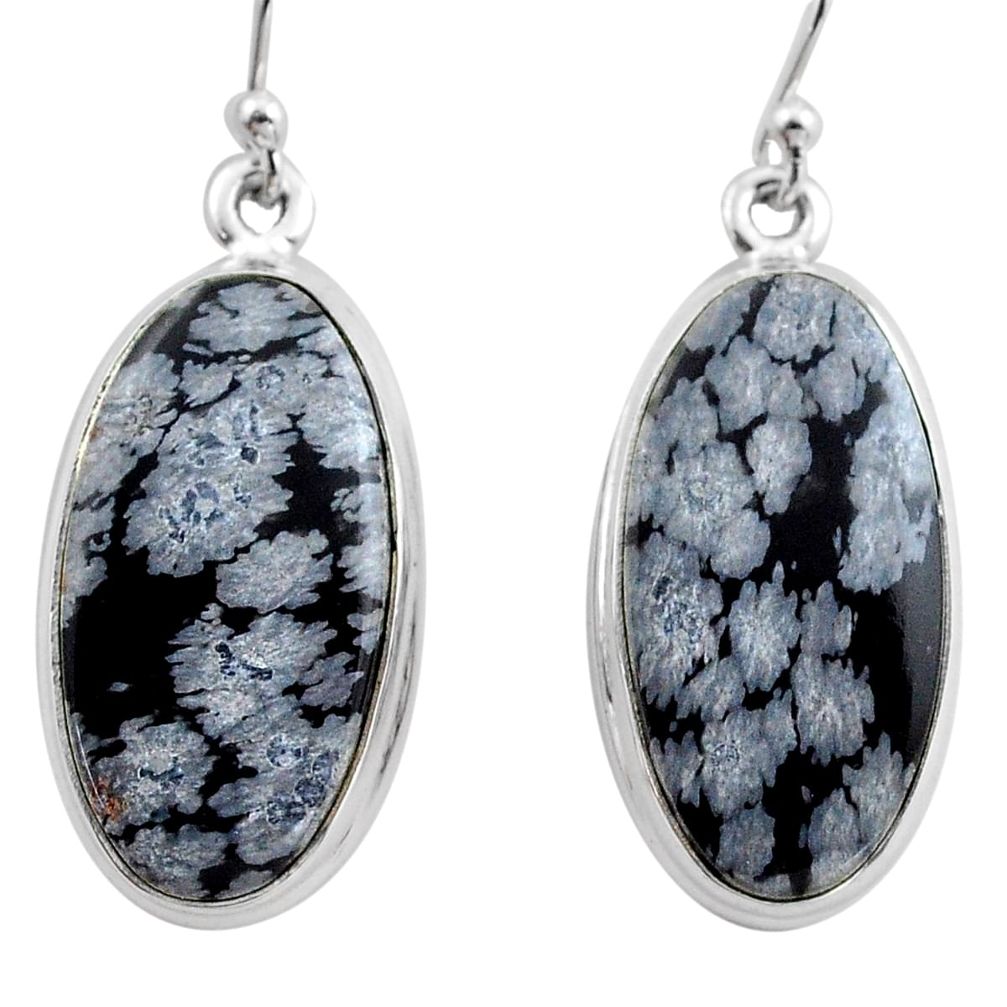 925 silver 19.23cts natural black australian obsidian dangle earrings p88690