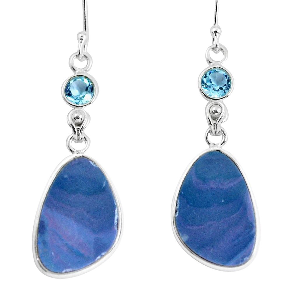 925 silver 13.13cts natural blue doublet opal australian dangle earrings p58085