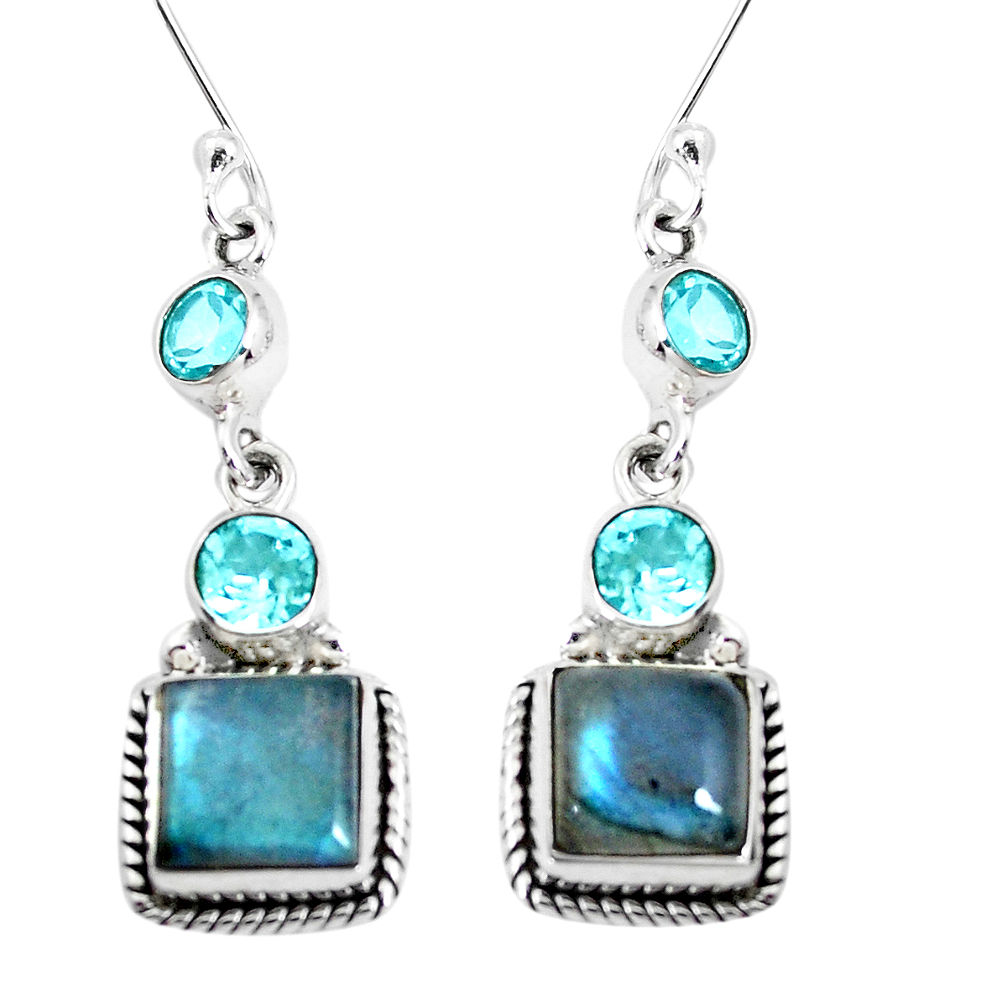 925 silver 12.89cts natural blue labradorite topaz dangle earrings p39490