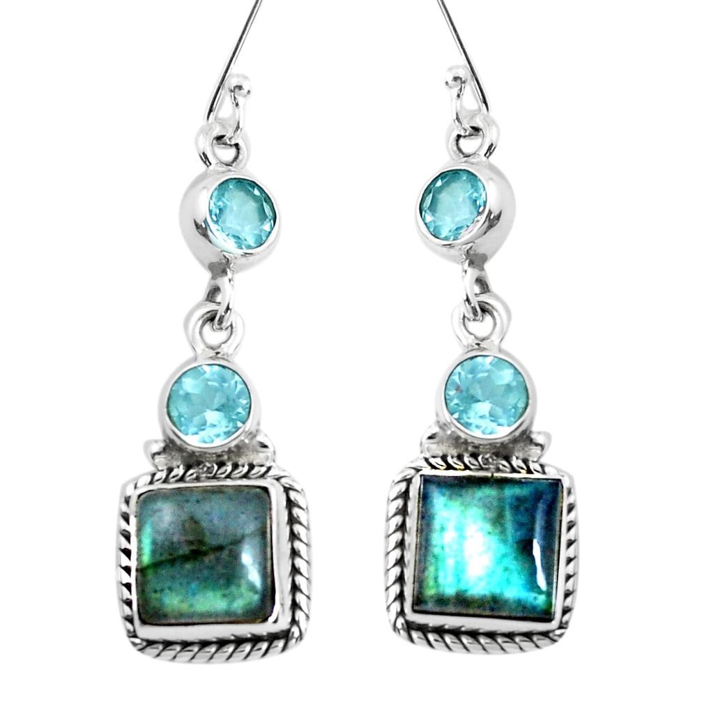 925 silver 12.83cts natural blue labradorite topaz dangle earrings p39496