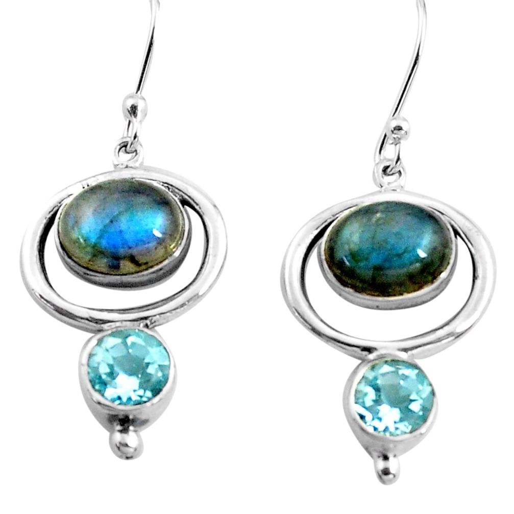 925 silver 8.52cts natural blue labradorite topaz dangle earrings p77559