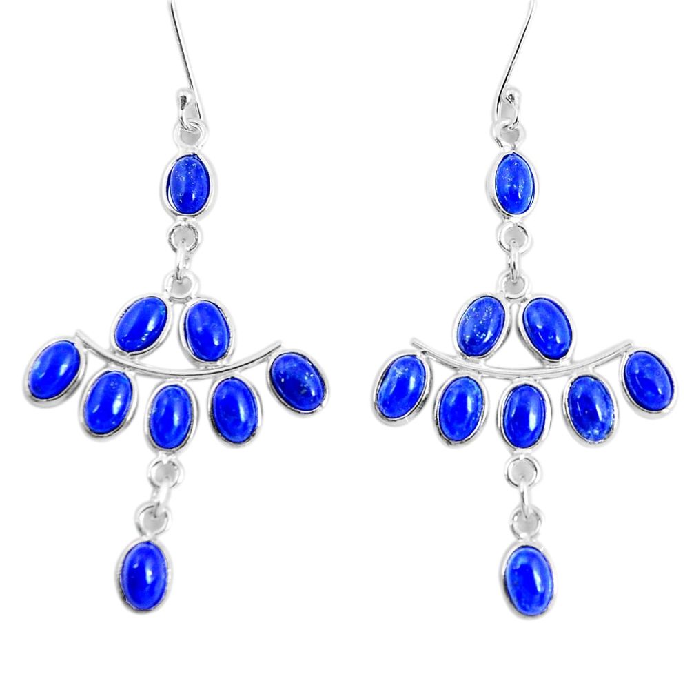 925 silver 16.50cts natural blue lapis lazuli chandelier earrings jewelry p48984