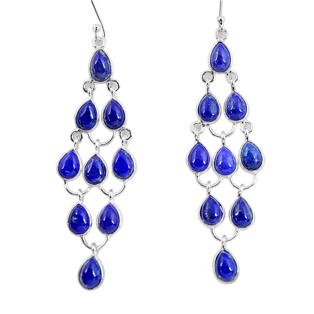 925 silver 22.09cts natural blue lapis lazuli chandelier earrings jewelry p54514