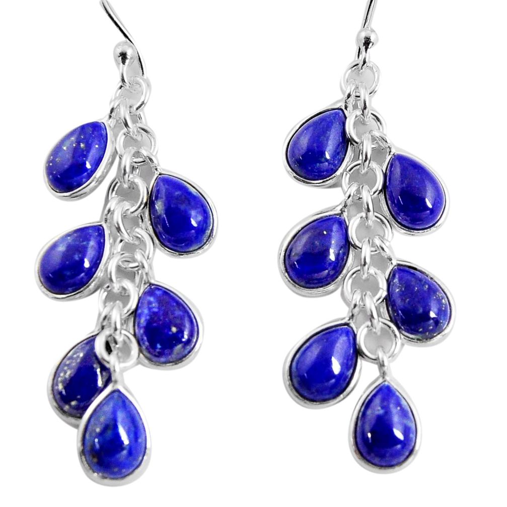 925 silver 16.39cts natural blue lapis lazuli chandelier earrings jewelry p90031