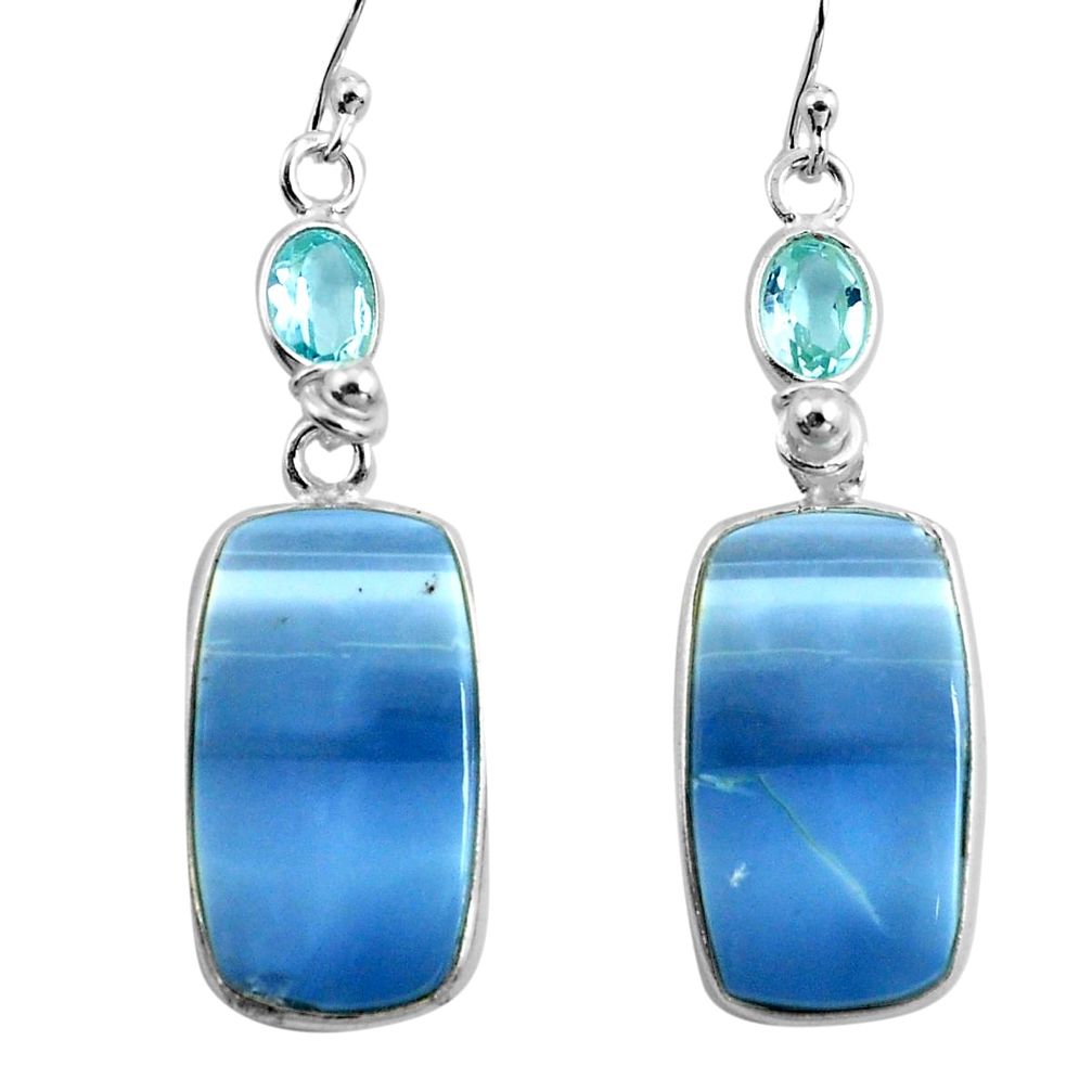 925 silver 19.09cts natural blue owyhee opal topaz dangle earrings p78567