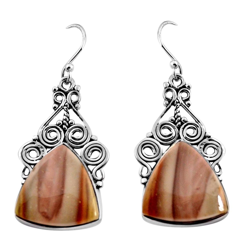 925 silver 22.23cts natural brown imperial jasper dangle earrings jewelry p91931