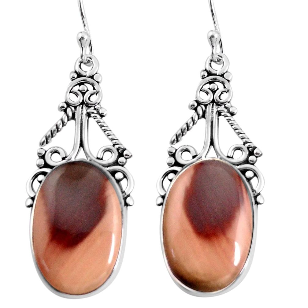 925 silver 16.17cts natural brown imperial jasper dangle earrings jewelry p91940