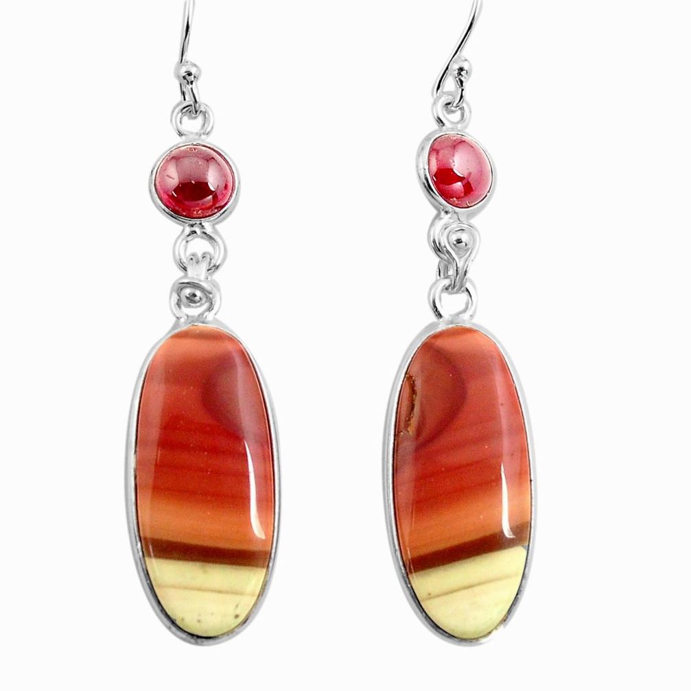 925 silver 18.39cts natural brown imperial jasper garnet dangle earrings p78584