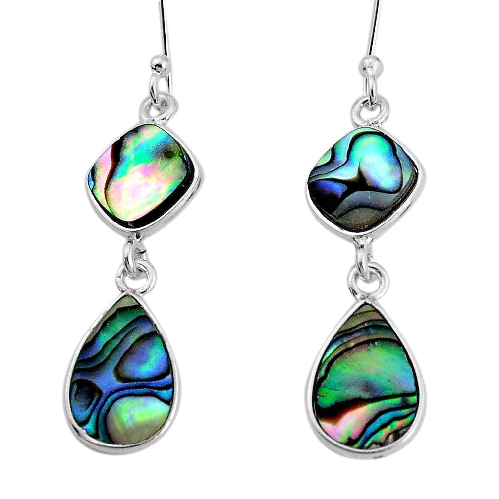 925 silver 8.49cts natural green abalone paua seashell dangle earrings p31239