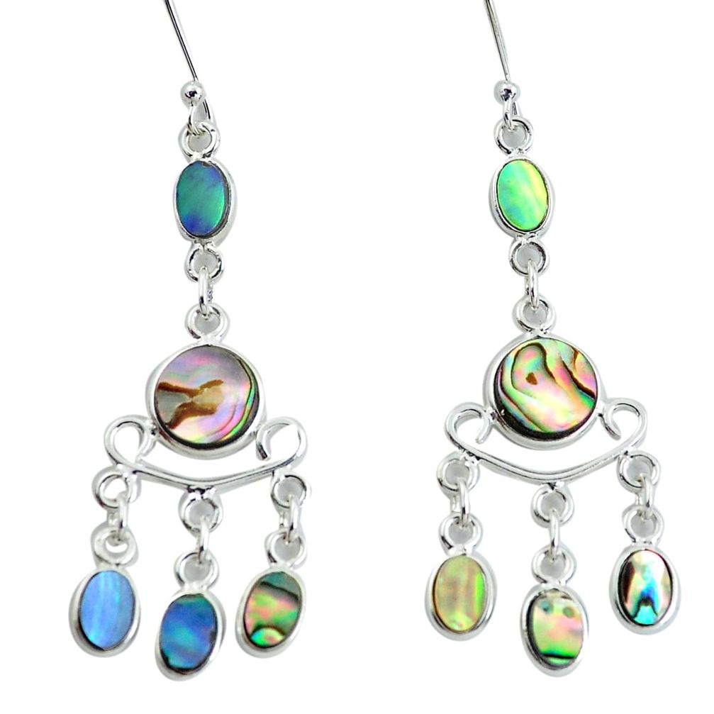 925 silver 10.56cts natural green abalone paua seashell dangle earrings p60735