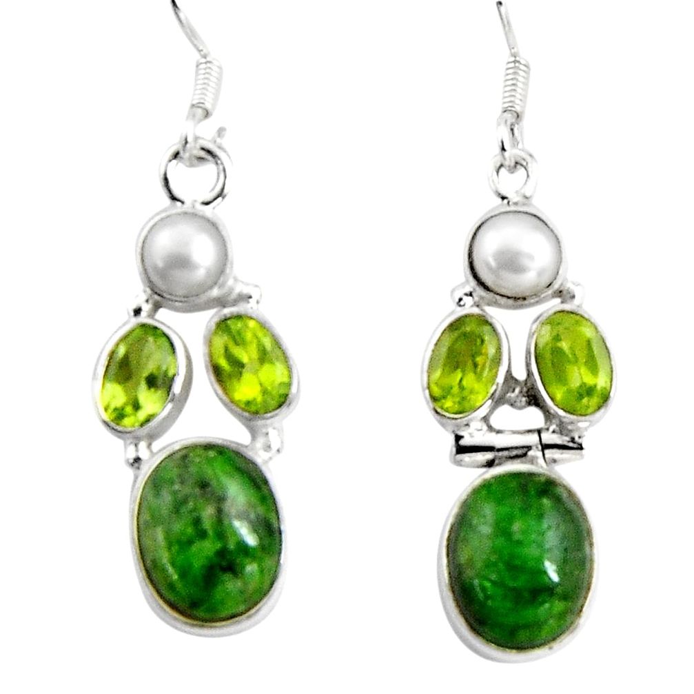 925 silver 14.12cts natural green chrome diopside peridot dangle earrings d32373