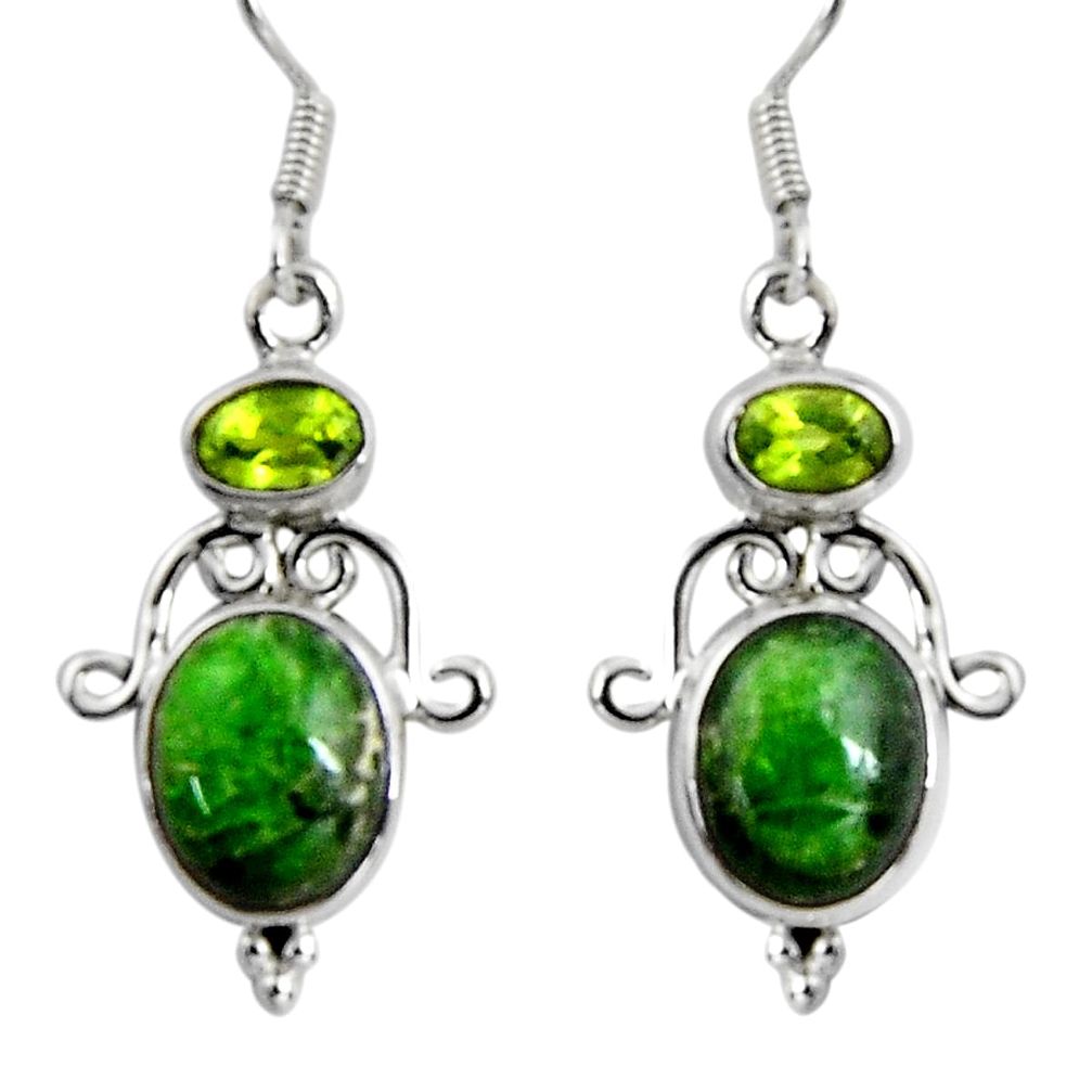 925 silver 9.98cts natural green chrome diopside peridot dangle earrings d32376