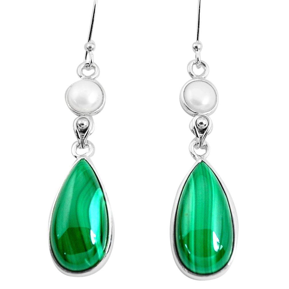 925 silver 24.06cts natural green malachite (pilot's stone) earrings p47915