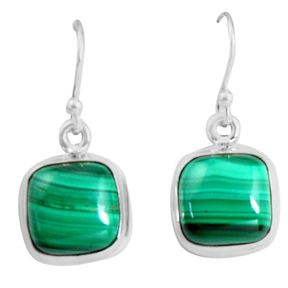 925 silver 12.96cts natural green malachite (pilot's stone) earrings p89324