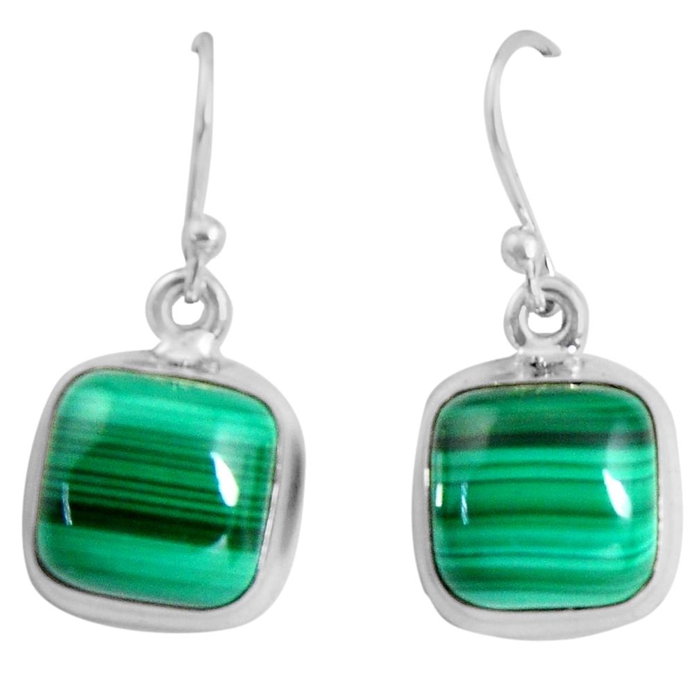 925 silver 13.40cts natural green malachite (pilot's stone) earrings p89328