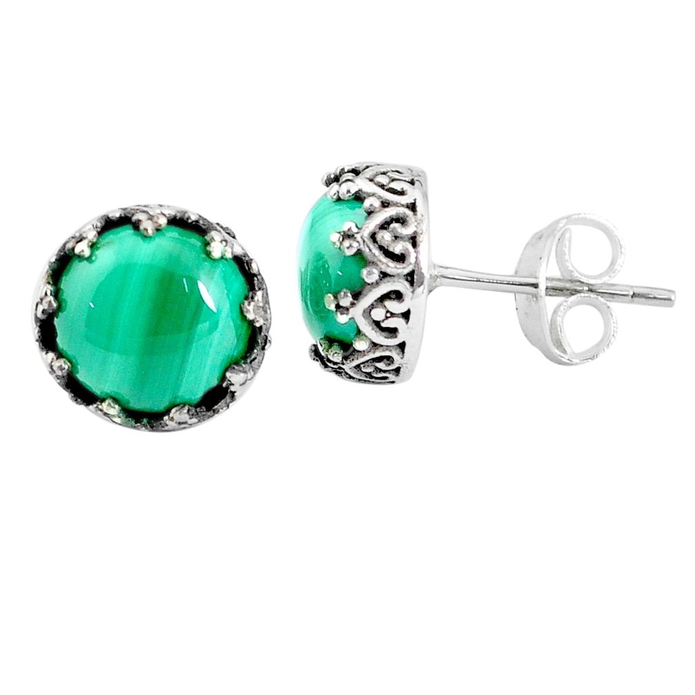 925 silver 6.68cts natural green malachite (pilot's stone) stud earrings p45788