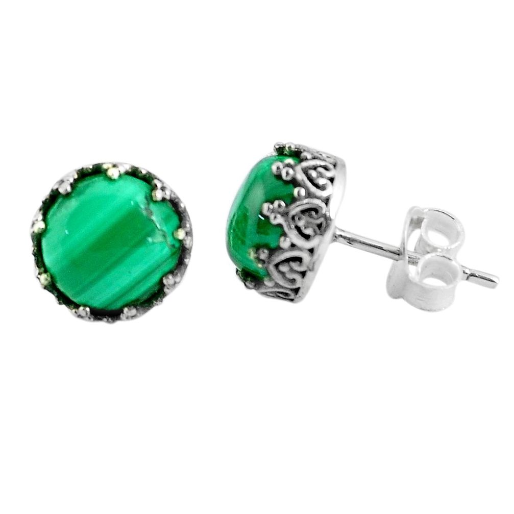925 silver 7.56cts natural green malachite (pilot's stone) stud earrings p45815