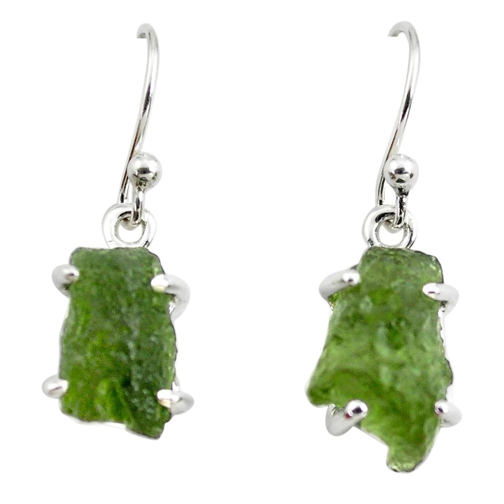 925 silver 9.13cts natural green moldavite (genuine czech) earrings p70989