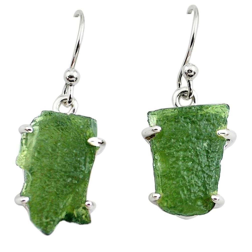 925 silver 10.22cts natural green moldavite (genuine czech) earrings p70999