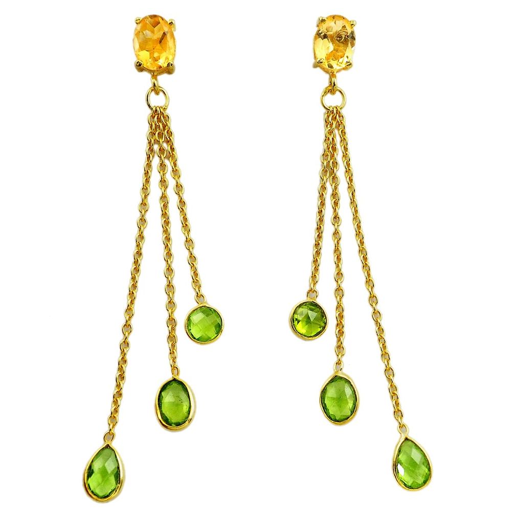 925 silver 10.48cts natural green peridot citrine chandelier earrings p87457