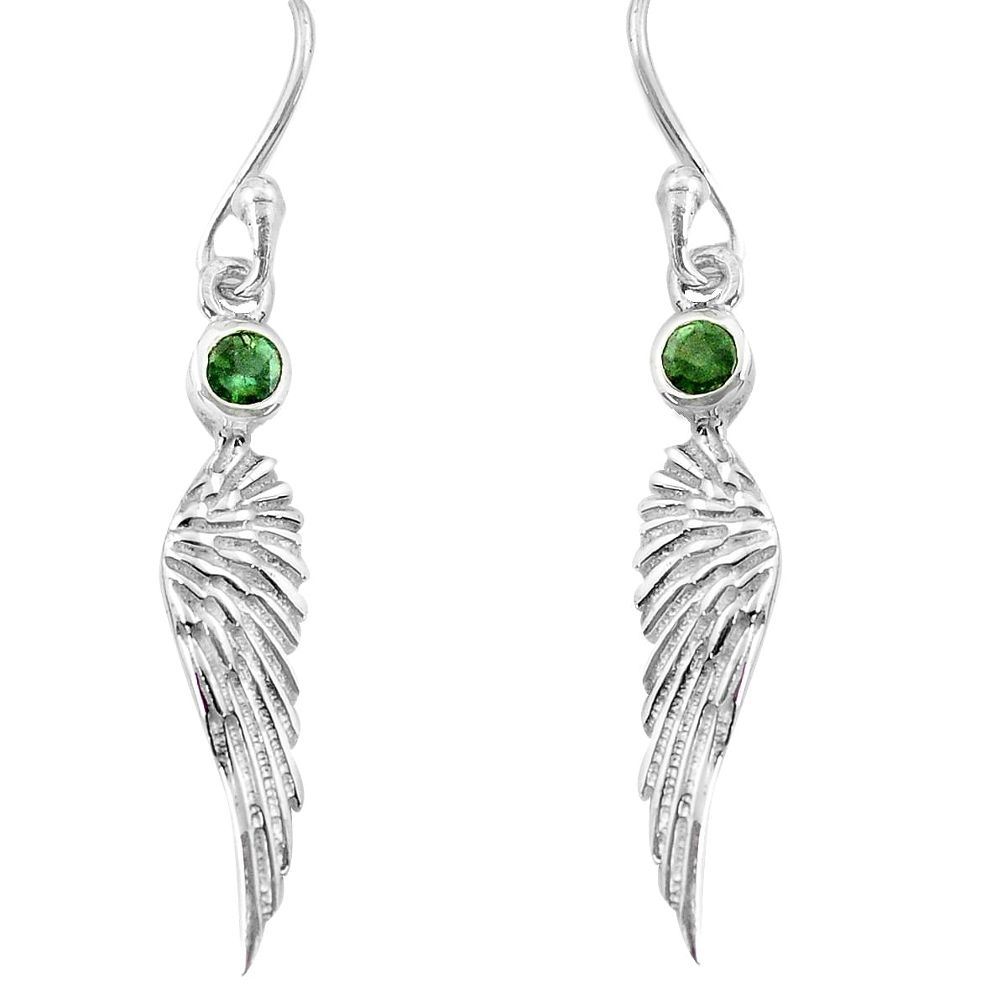925 silver 0.76cts natural green peridot dangle feather charm earrings p82419