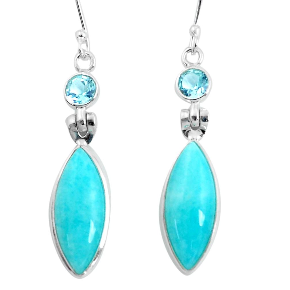 925 silver 13.08cts natural green peruvian amazonite dangle earrings d31557