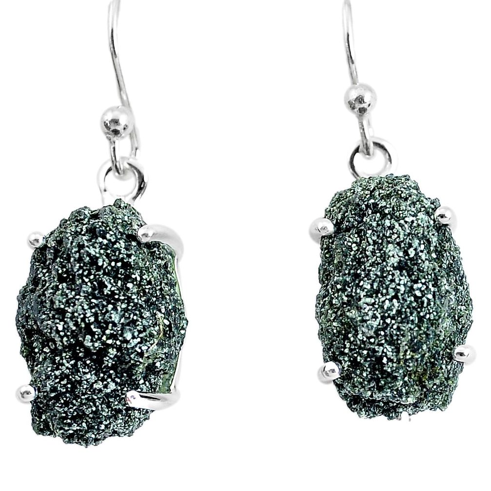 925 silver 15.02cts natural green seraphinite in quartz dangle earrings p50393