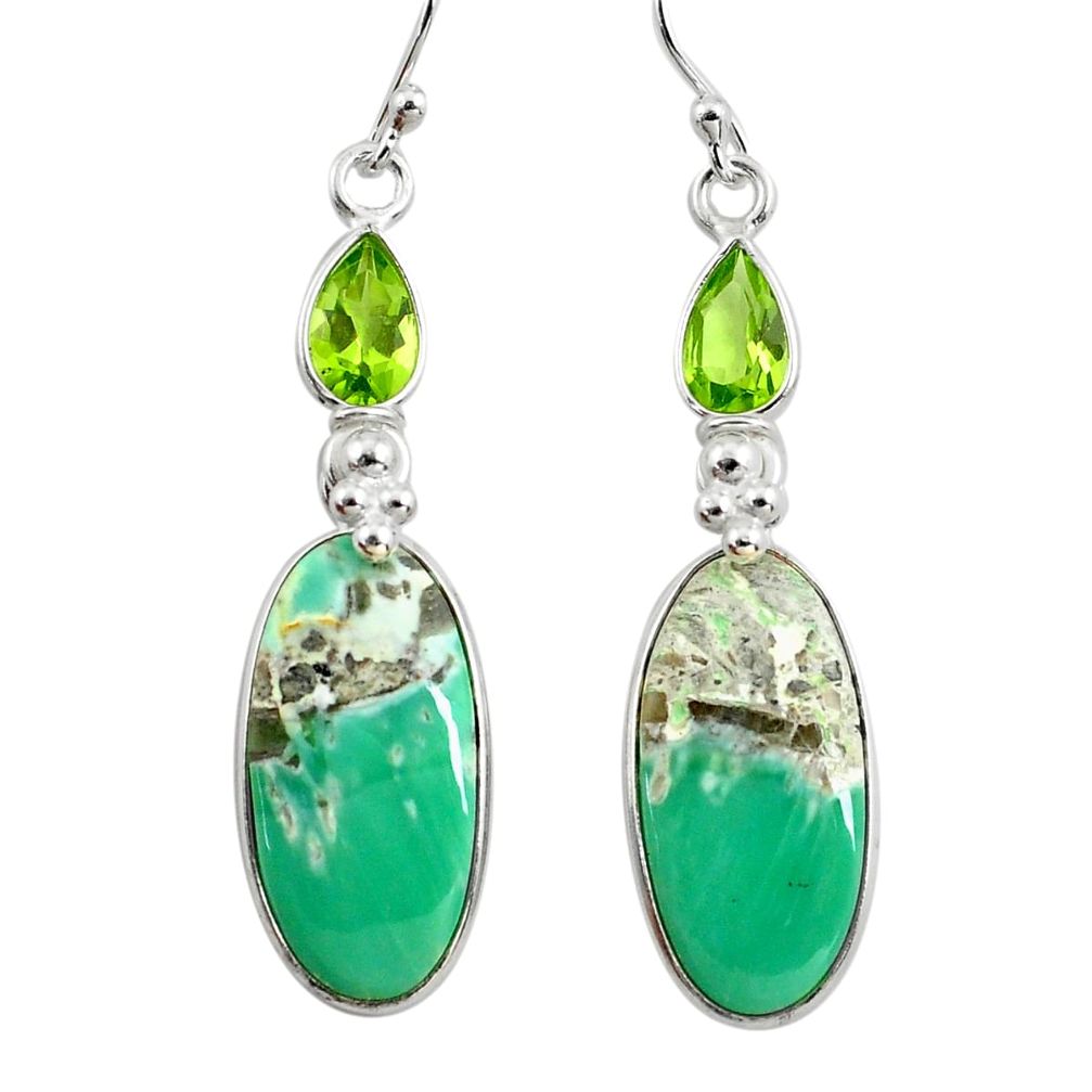 925 silver 17.90cts natural green variscite peridot dangle earrings p78638