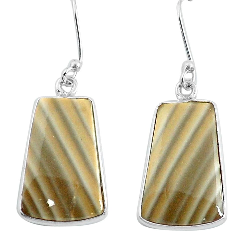 925 silver 13.13cts natural grey striped flint ohio dangle earrings d31553