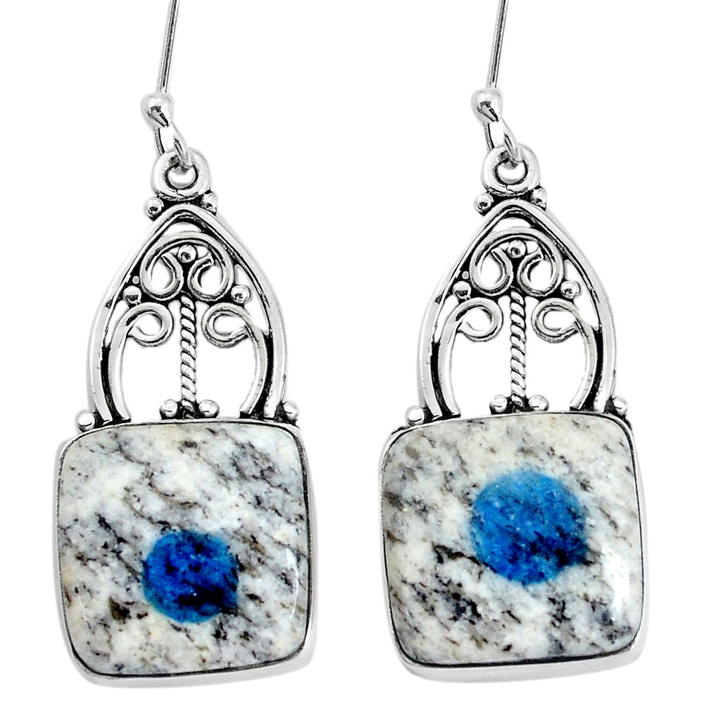 925 silver 15.16cts natural k2 blue (azurite in quartz) dangle earrings p34984