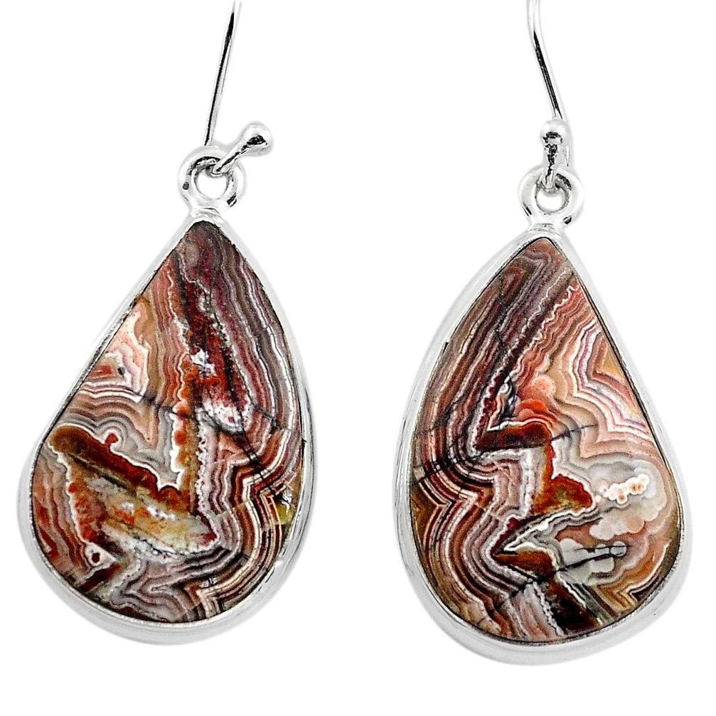 925 silver 20.65cts natural mexican laguna lace agate dangle earrings p88815