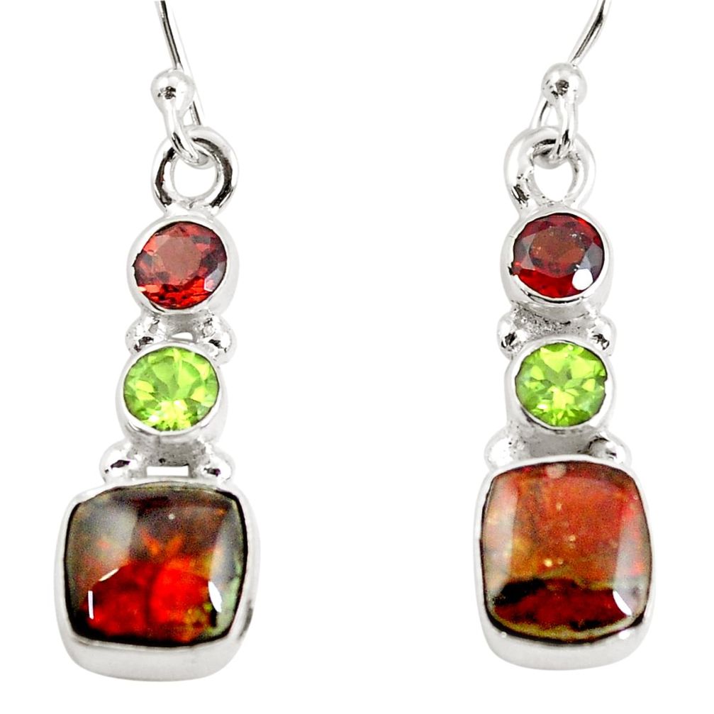 925 silver 8.24cts natural multi color ammolite (canadian) earrings p64664