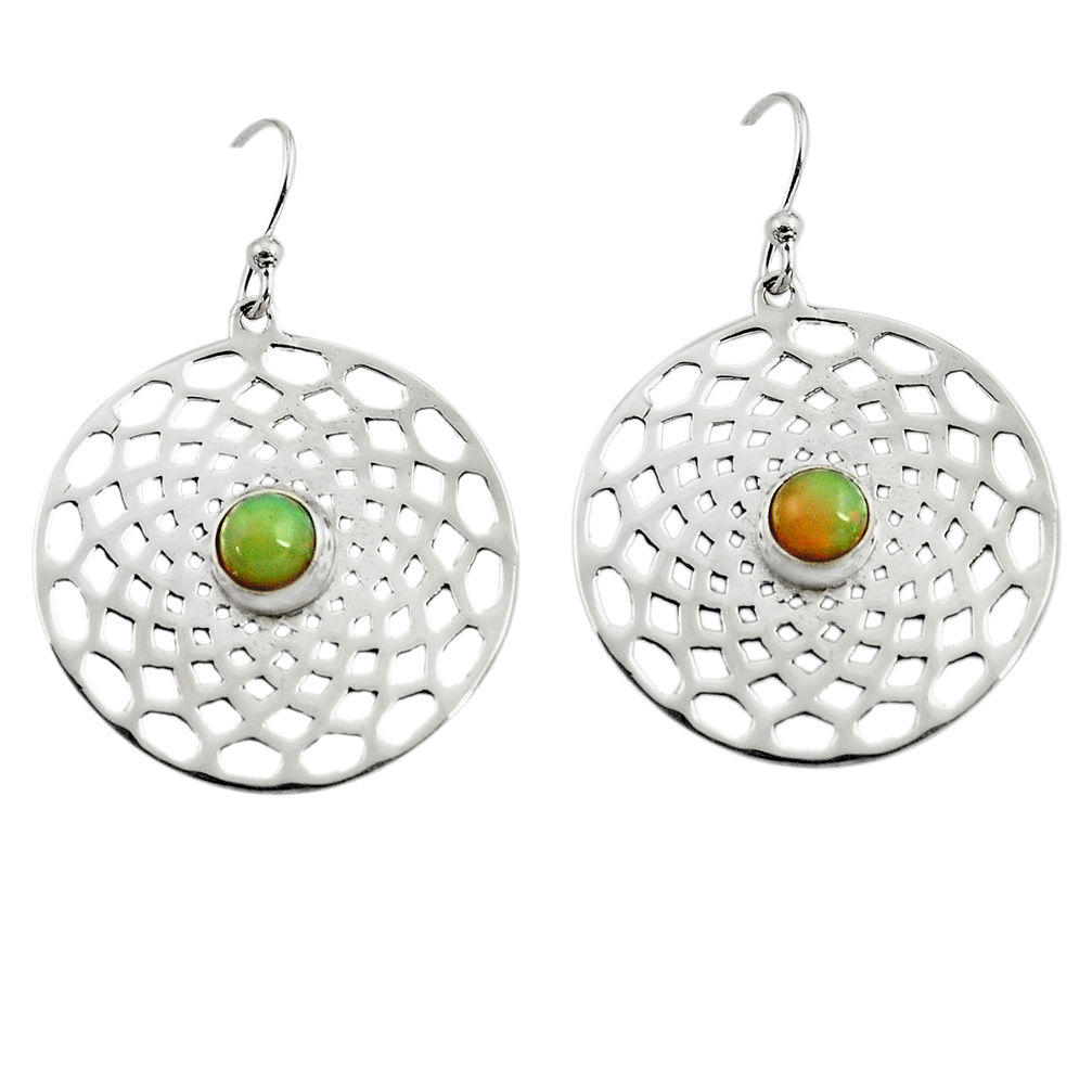 925 silver 1.74cts natural multi color ethiopian opal dangle earrings p77531