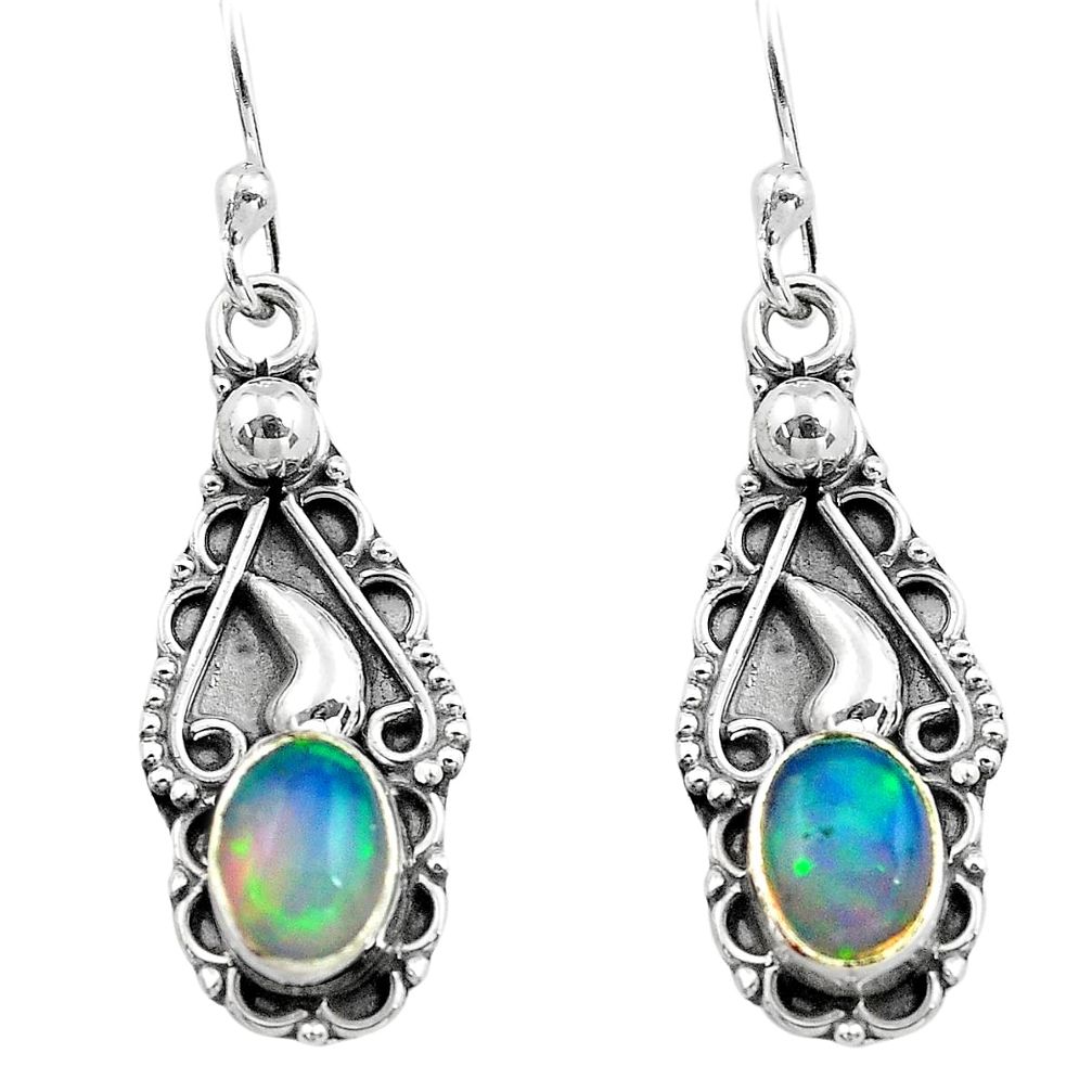 925 silver 3.03cts natural multi color ethiopian opal dangle earrings p80808